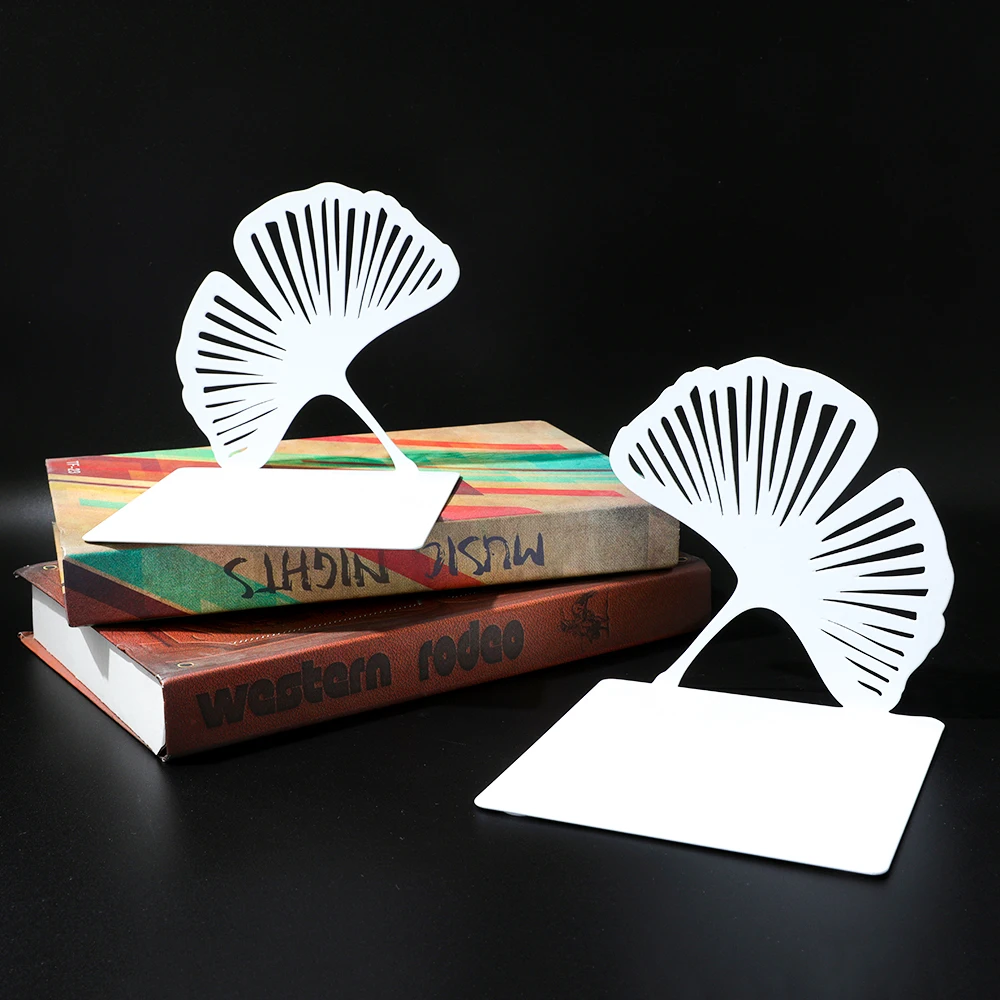 Elegant Ginkgo Leaf Metal Bookends for Home and Office Decor