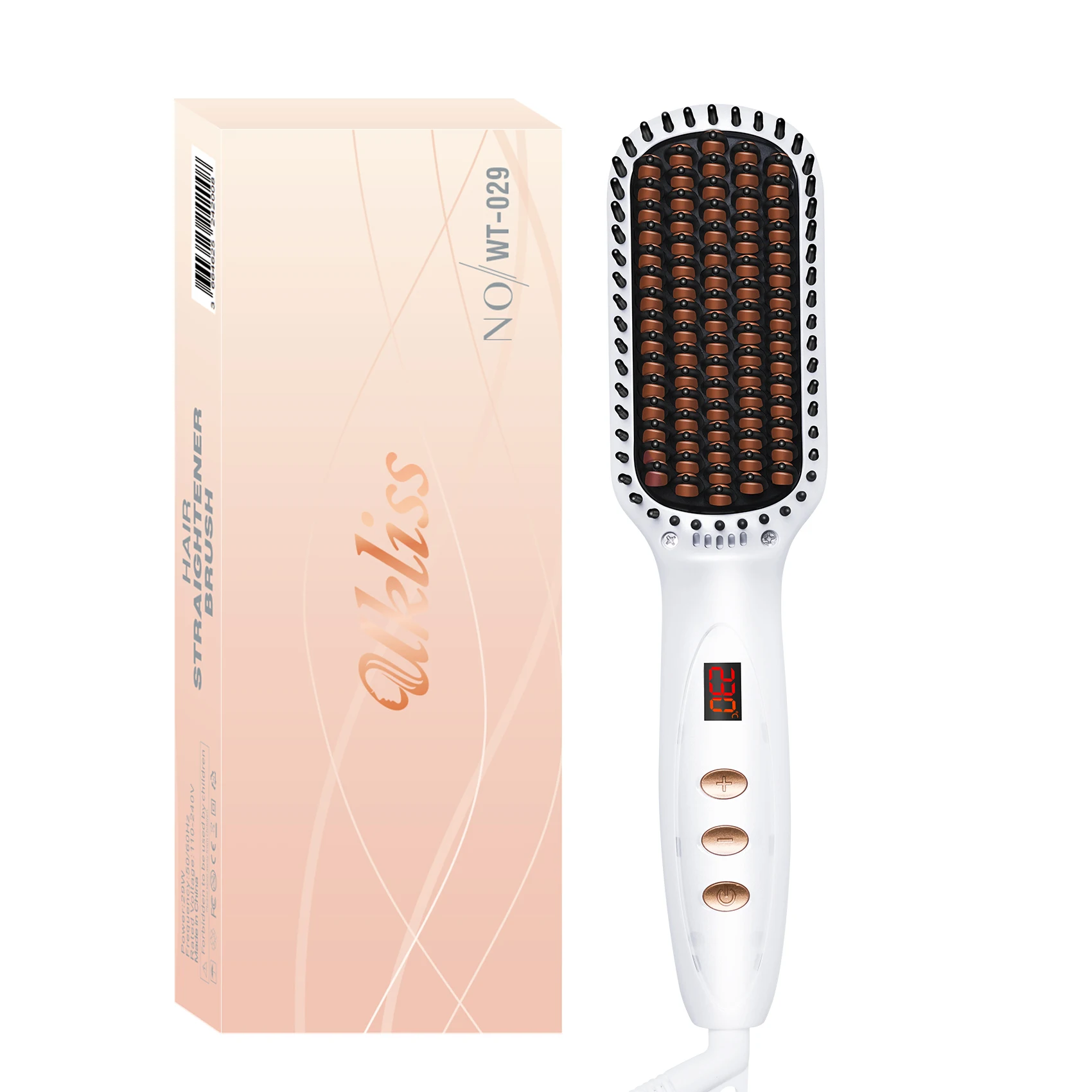 UKLISS Hair Straightener Brush Hot Comb Hot Brush Anti-scalding LCD Display Temp Ceramic Electric Straightening Comb Hair Style temp