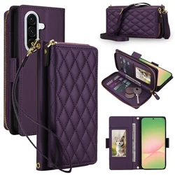 Elegant Crossbody Leather Wallet Phone Case with Cardholder Functionality - Galaxy A06 (4G 5G) (Dark Purple)