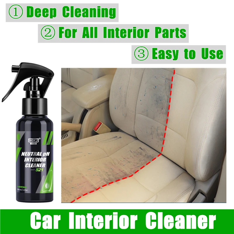 Car Interior Cleaner Agent Leather Water Free Multipurpose Auto Seat Roof Dash Cleaning Foam Spray HGKJ Car Care car cleaner car cleaner spray interior cleaner
