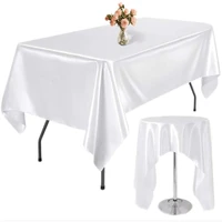 White Rectangle Satin Tablecloth, Table Cover, Wedding Party, Baby Shower, Restaurant, Festival Party, Dining Table Decor 1