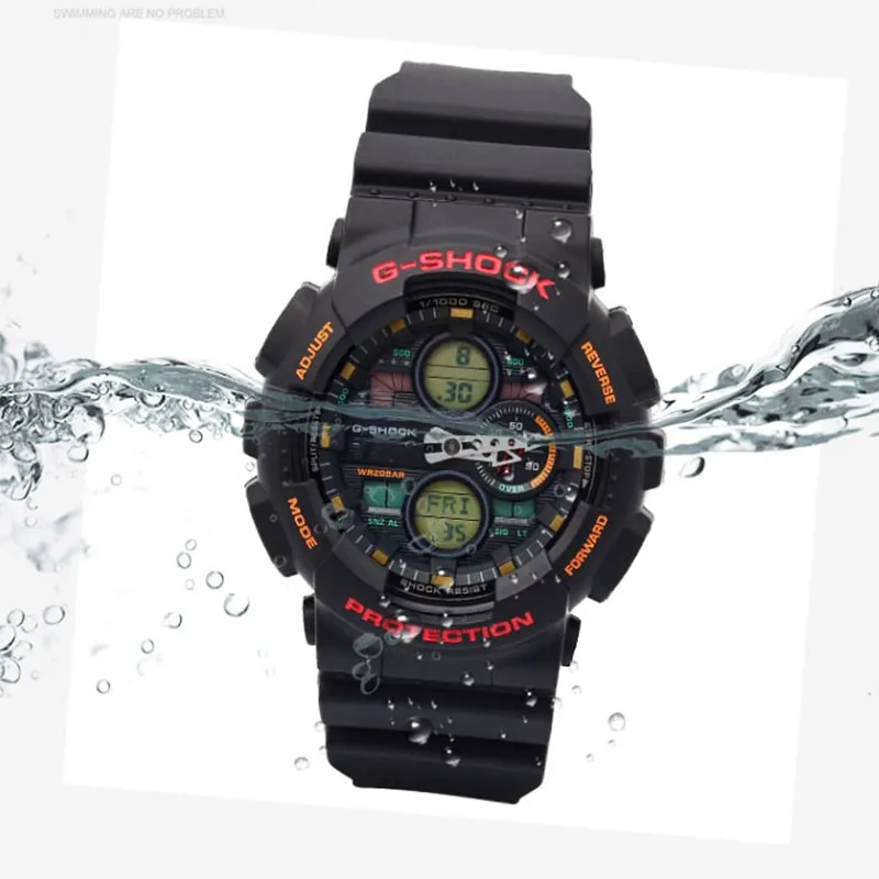 G Shock Watches for Man Quartz Wristwatches Multifunctional Outdoor Sports Shockproof LED Dial Dual Display Resin Watch GA140