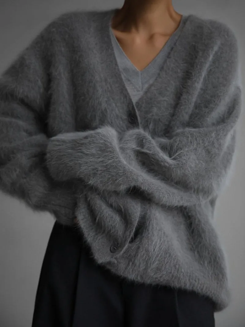 Knitted Cardigan Women V Nekc Loose Long Sleeve Casual Sweater Female 2025 Autumn Winter New Fashion Cardigans Ladies