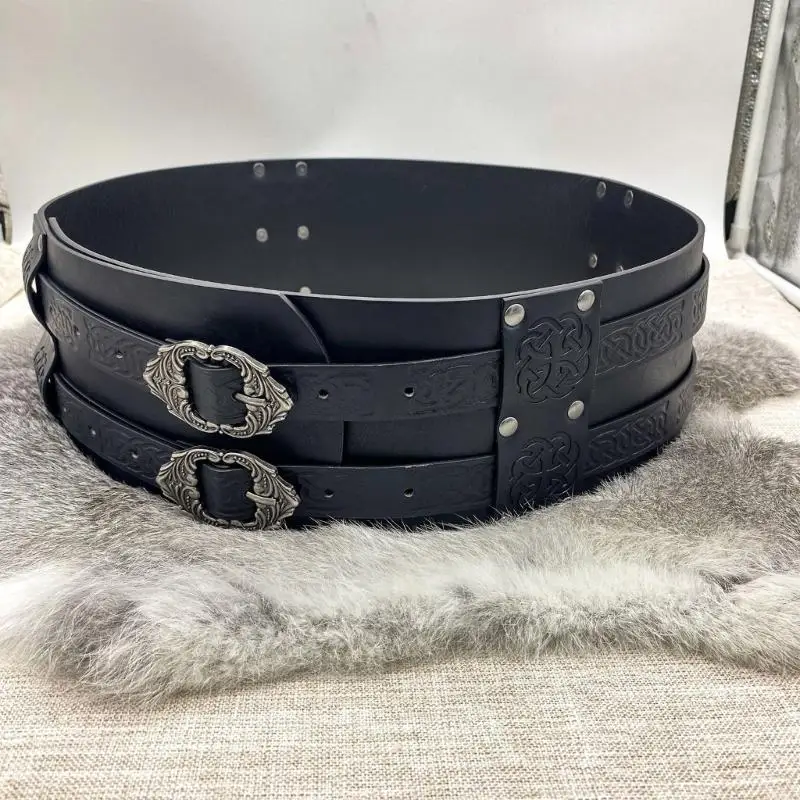 E21D Renassance Medieval Buckle Belt Leather Wide Belt Leather Armors