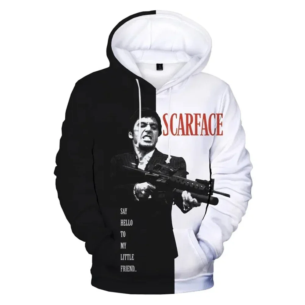 thumbnail image 1 of Sudadera con capucha para hombre Scarface Evil Star Pattern 3D impreso película Tony Montana jersey pop hip hop manga larga ropa de hombre de gran tamaño, 1 of 5