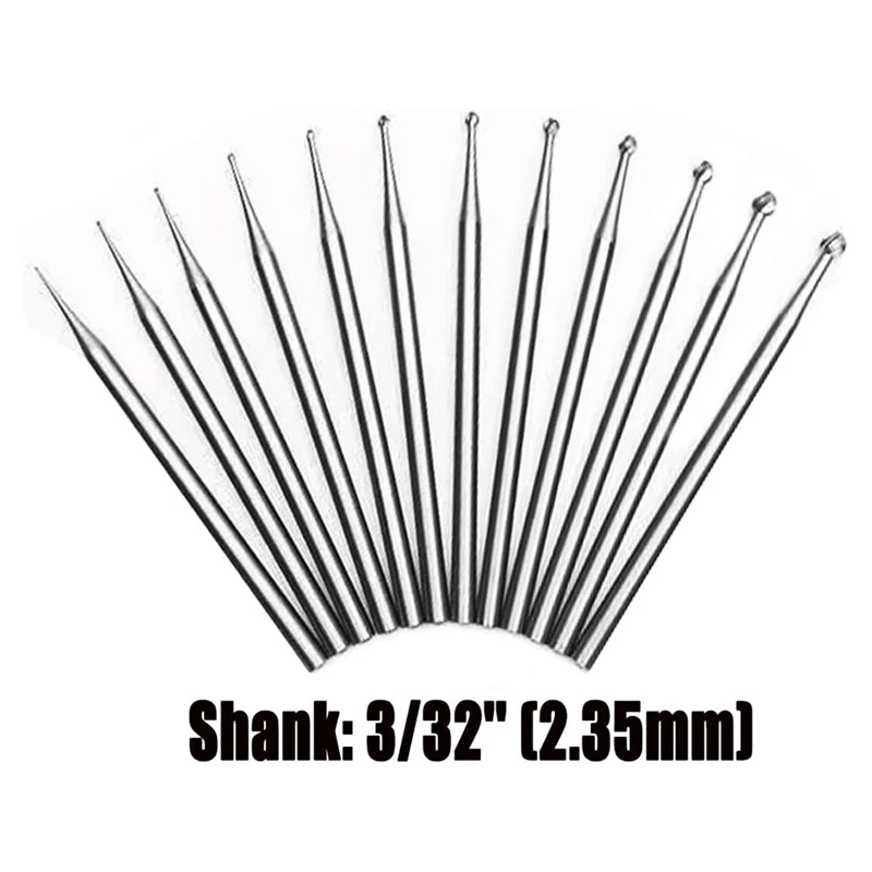 Round Shape Ball Burr Set 12Pcs-3/32Inch Shank for Jewelry Making Engraving Bits jewelry making tools