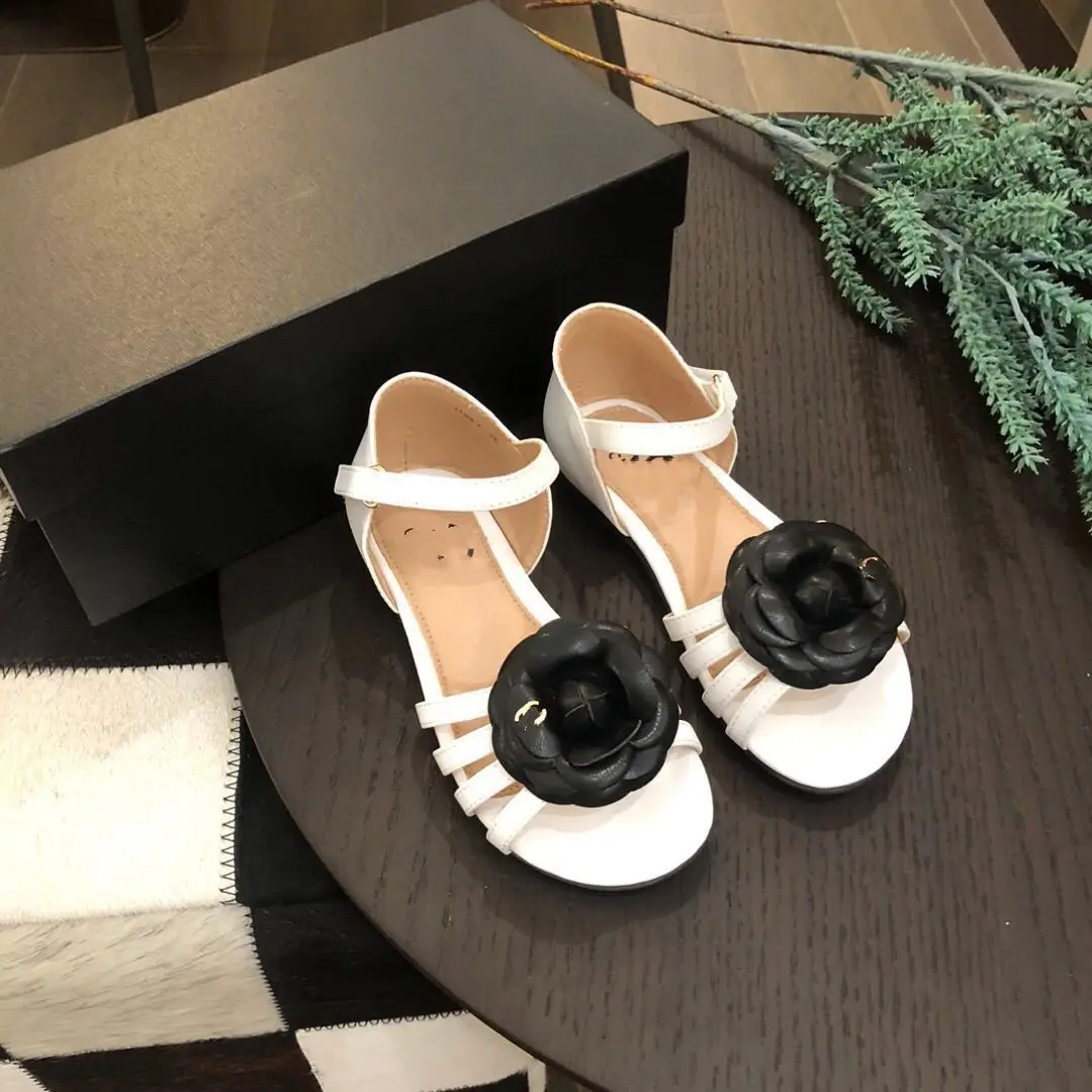 

Designer Girls' Sandals Classic Black and White Flower Princess Sandals Baby Girl Open Toes Shoes for Summer