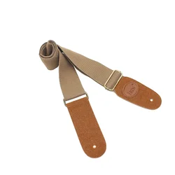 Adjustable Ethnic Style Embroidered Guitar Strap - Premium Polyester and Cotton Blend (Khaki color)