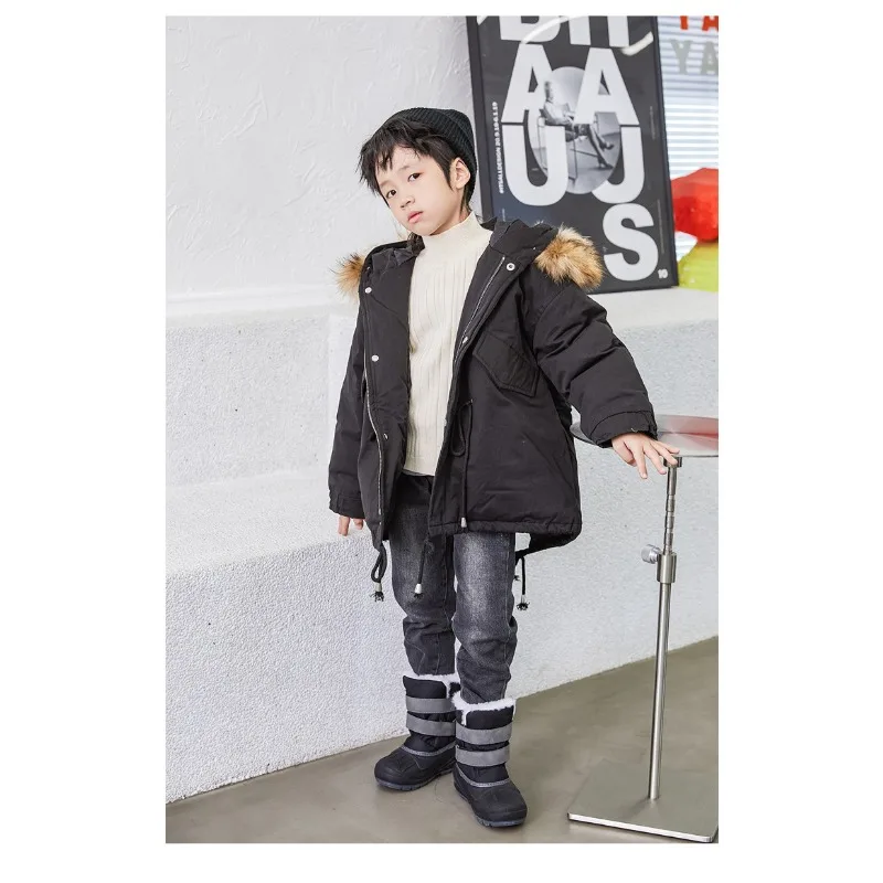 Kids Plush Snow Boots Children Waterproof Anti-Slippery Keep Warm In Winter Padded Cotton Shoes Soft Flat Sole Footwear