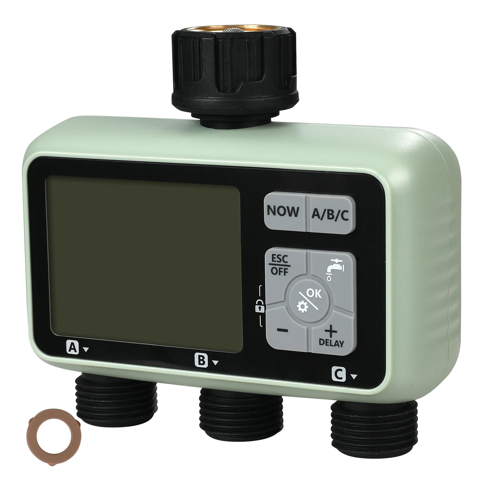 SucceBuy Wasser-Timer, 3 Ausgänge, Schlauch, 3 unabhängige Bewässerungszonen, LCD-Display, Regenverzögerungsmodus, manueller Modus, Bewässerungssprinkler-Timer
