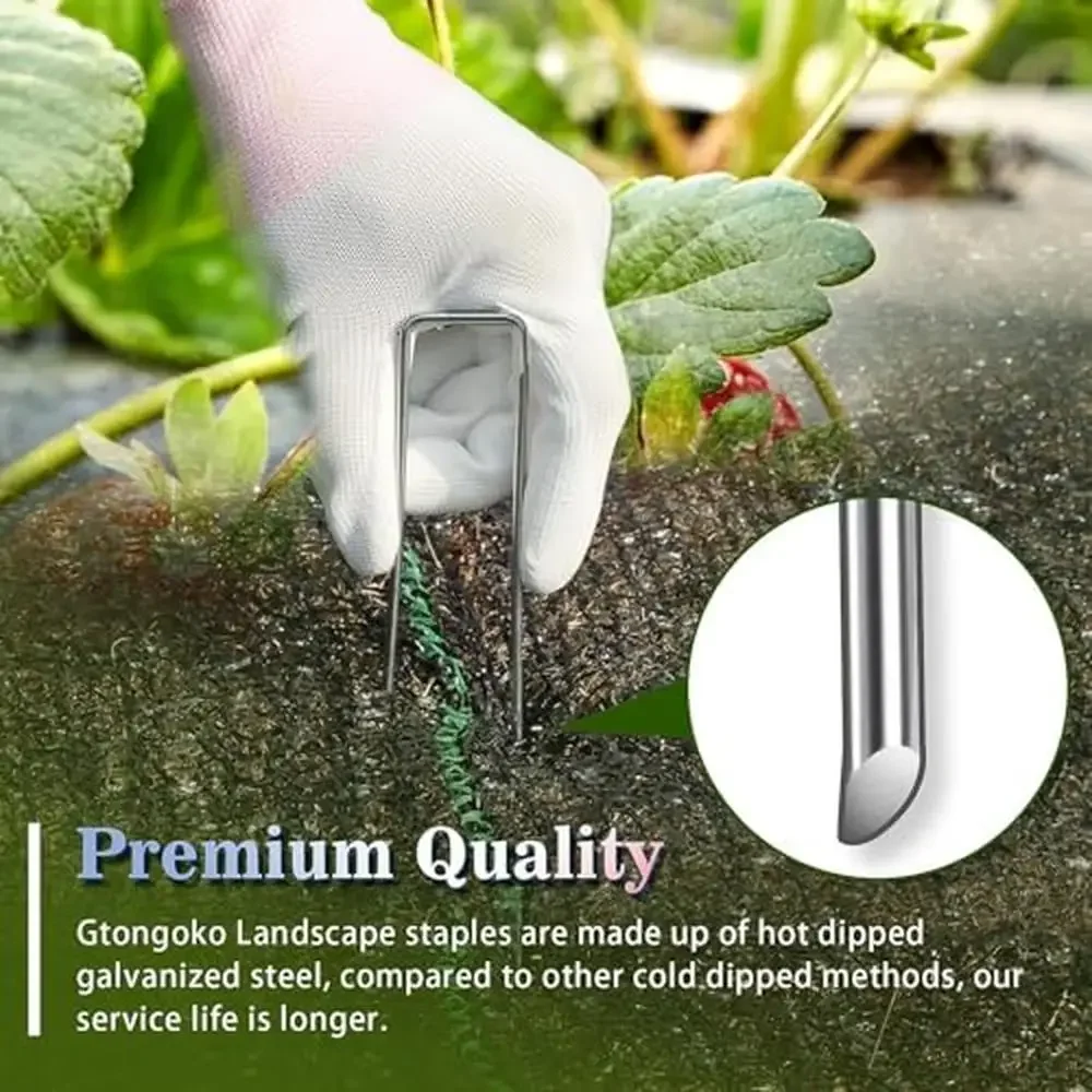500 Pack Galvanized Landscape Staples Garden Stakes Plant Cover 6 Inch 11 Gauge SOD Fence Ground Durable Heavy Duty Easy to Use