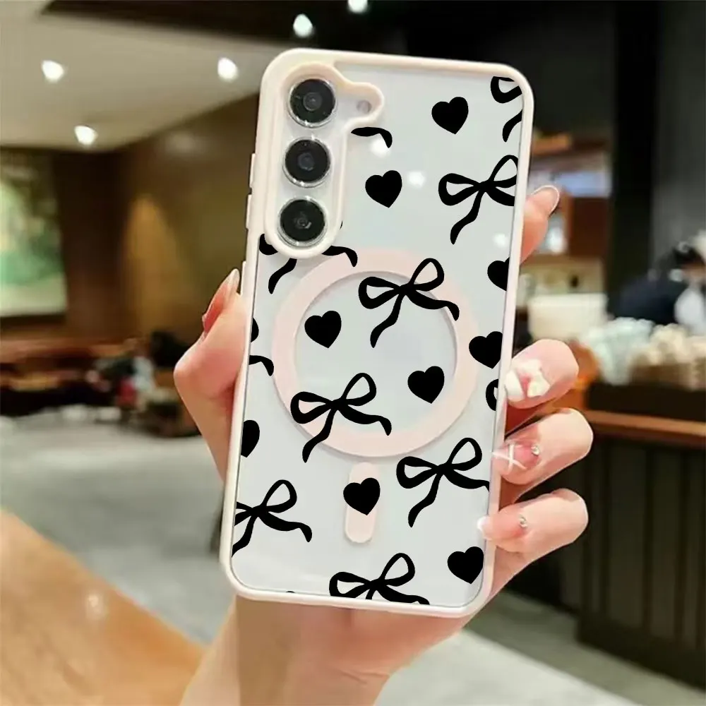 Love Bow Pattern Colorful Hyaline Magsafe Phone Case