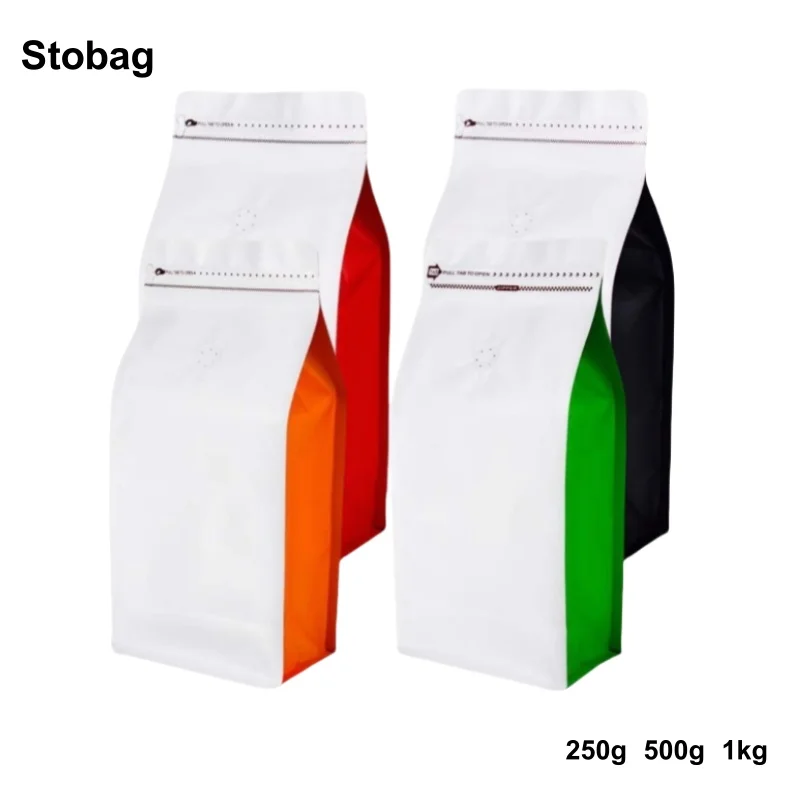 StoBag 50pcs 커피 콩 가방 밸브로 포장 알루미늄 호일 열 씰링 분말 식품..