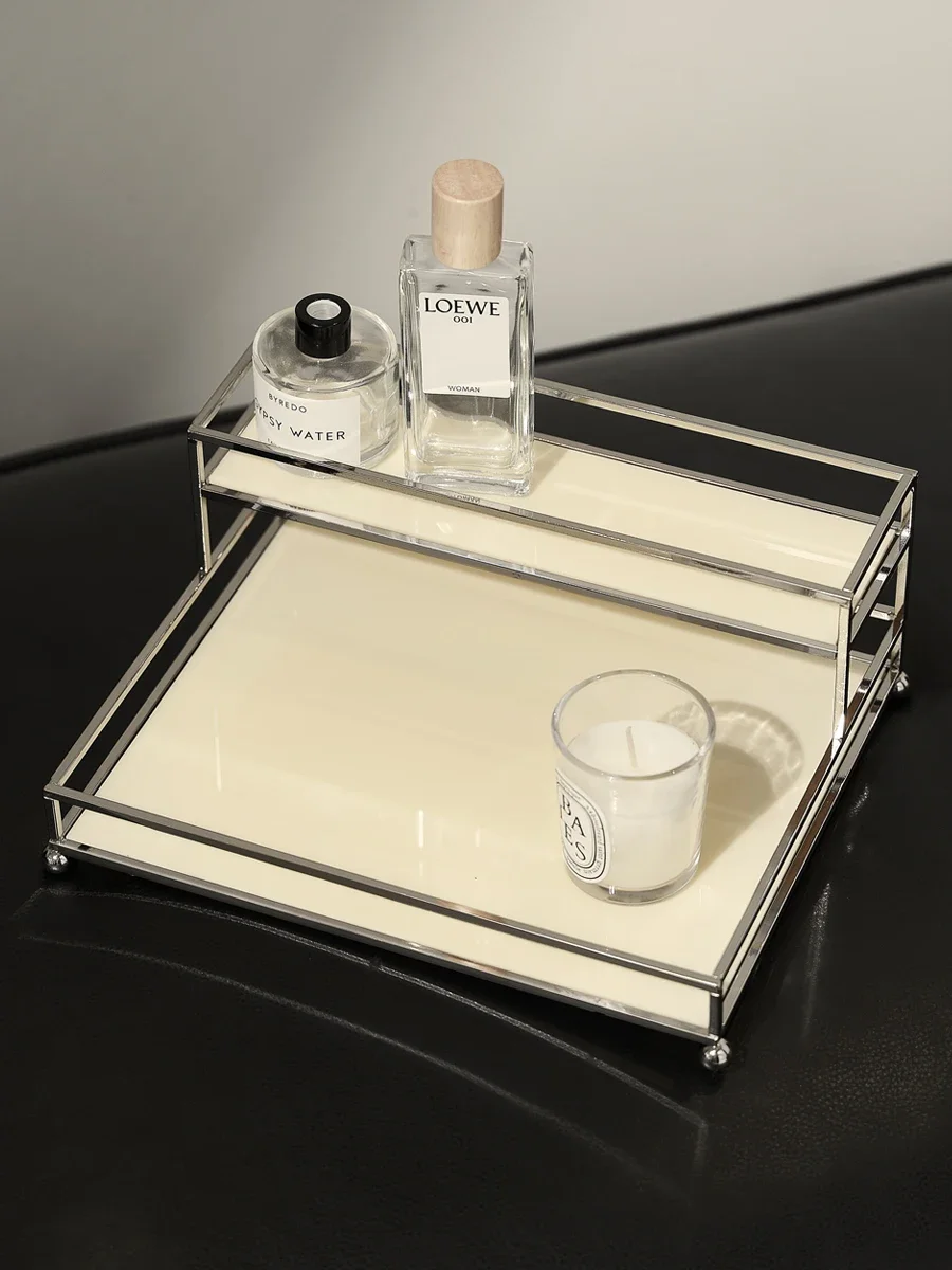 

Modern minimalist and luxurious cosmetics storage rack, skincare products double-layer storage rack, desktop dressing table, met