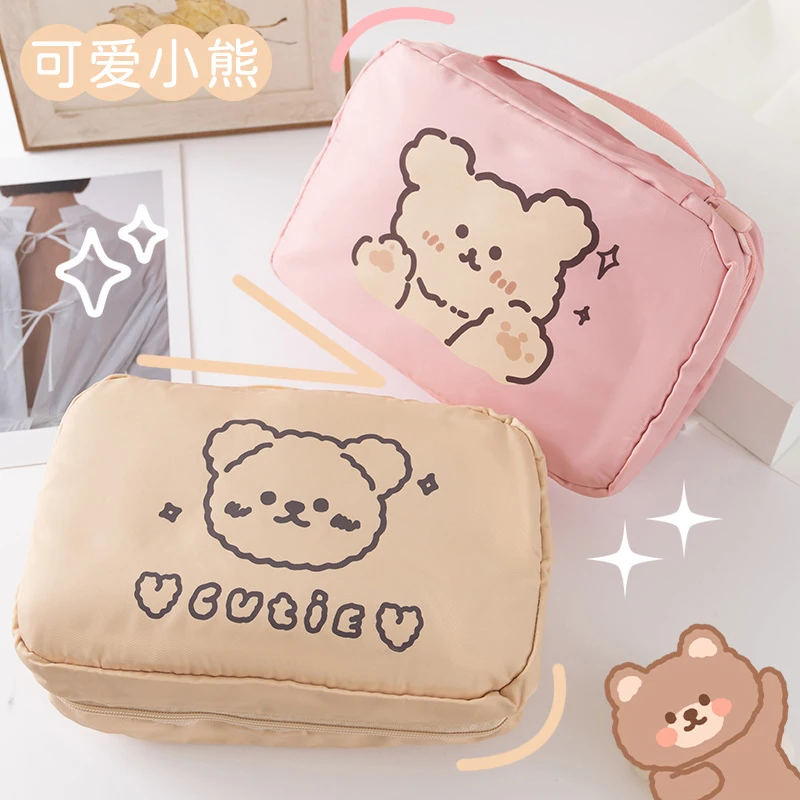 

Cute Bear Cosmetic Bag Women Makeup Bags Hanging Toiletries Organizer Travel Portable Fold Cosmetic Brushes Wash Kits Case Pouch