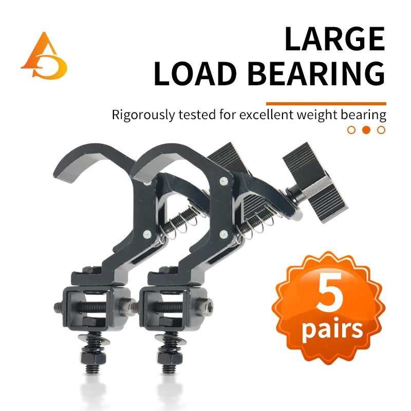 5pairs Alumimun Alloy Clamp 150kg 38-60mm Hanger Hook Bracket Stage Durable Heavy Duty Hook Theatre DJ Lighting Kit Lights Hooks