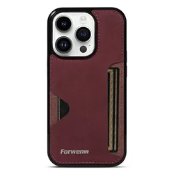 Leather Card Slot Wallet Phone Case - Ultra Thin Book Cover for iPhone 7 P 8 Plus (Wine red)