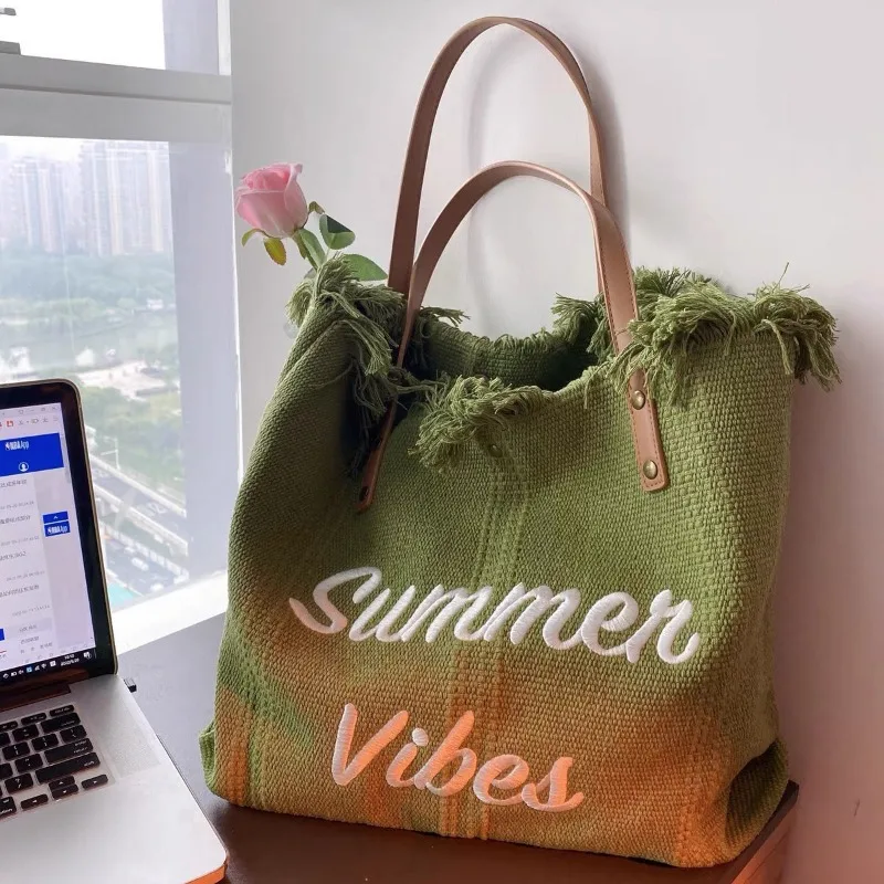 

2024 New Beach Travel Tote Large Fashionable Simple Mummy Bag Large Capacity Shoulder Bag Trendy Handbags for Women