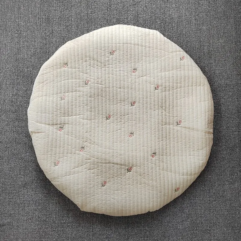 탈착식 면 곰 자수 패드 바닥 깔개,  크롤링 매트, 부드러운 지퍼, 어린이 방 놀이 매트, 85*85 라운드 카펫
