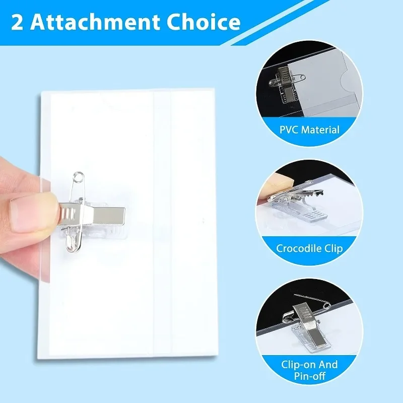 10/1pc Safety Pin Clip Transparent Brooch Tag Badge ID Card Holder for Business Office Conference Employees Name Pass Credential