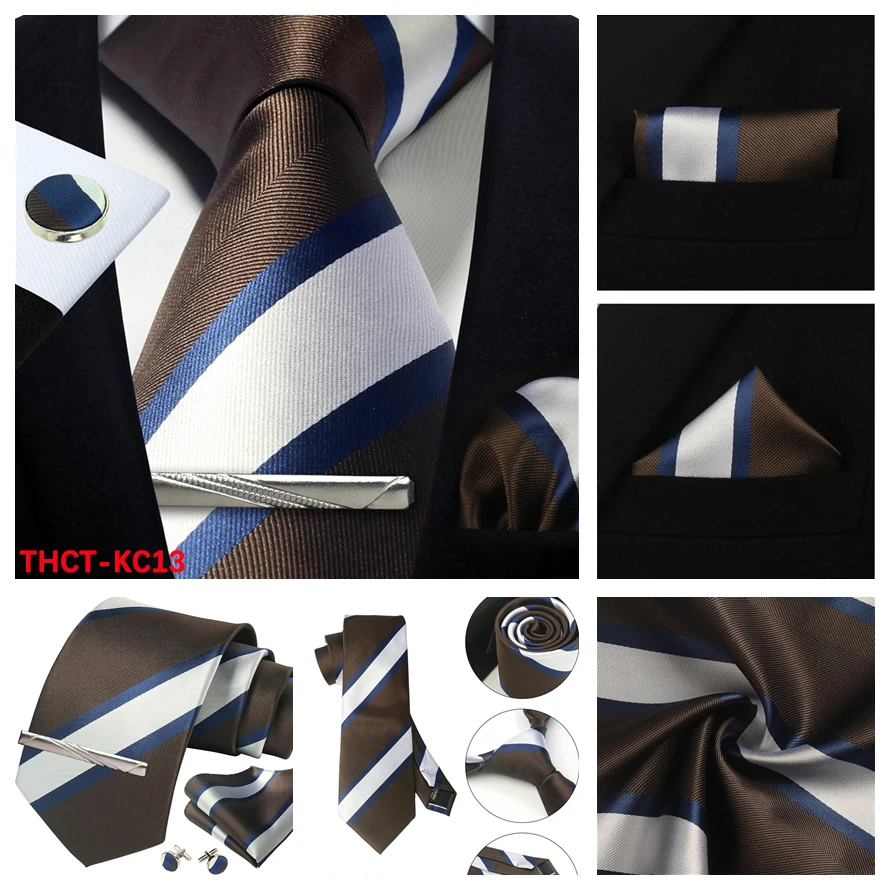 100 % Herren-Krawatten, klassisch, gestreift, Jacquard-gewebt, handgefertigt, für formelle Party, Hemd, Accessoires, Anzug, Krawatten, Krawatte – Detail 25