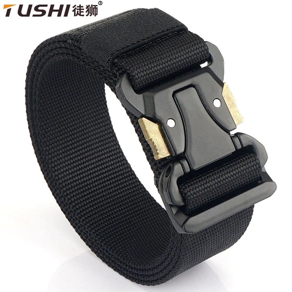 TUSHI Army Style Combat Belts Quick Release Tactical Belt Fashion Men Military Canvas Waistband Outdoor Hunting Hiking Tools