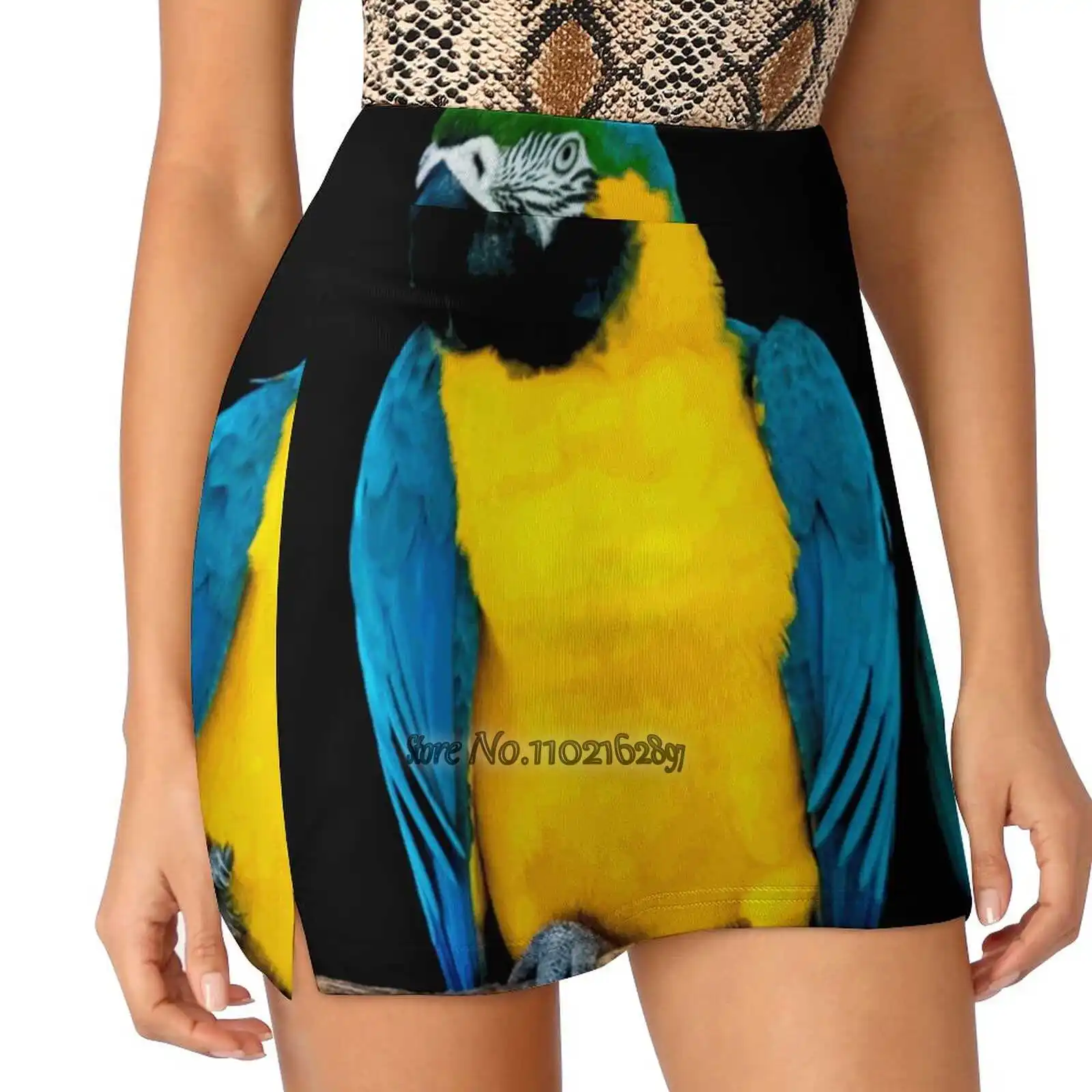 

Parrots Women Sports Lining Skirt Tennis Dance Fitness Short Printed Skirts Wall Tess Andre Dorm Campus Life Cocer Coffee On A
