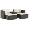 5 Piece Patio Sofa Set with Cushions Black Poly Rattan Acacia,PE Rattan, Powder-coated Steel, Garden Sofa Set 2
