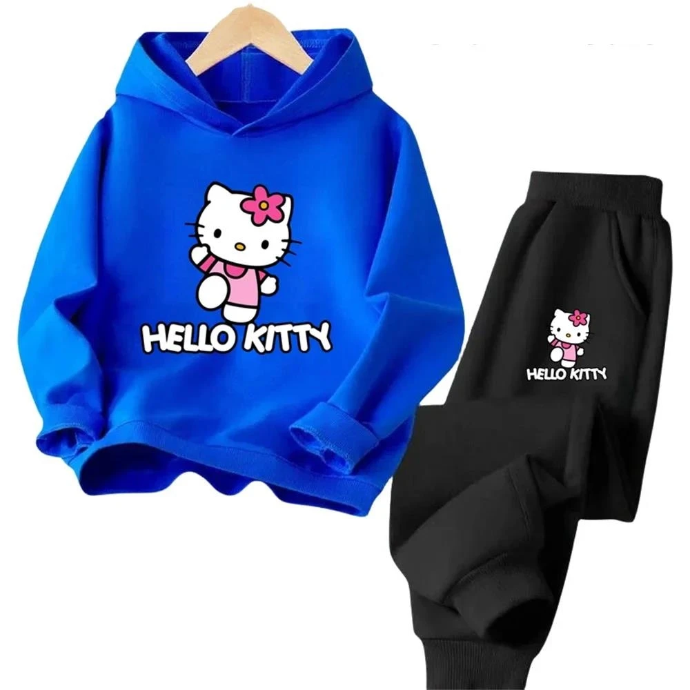 thumbnail image 1 of Conjuntos de sudaderas con capucha Conjunto de ropa para niños Ropa de Hello Kitty para niños Ropa para niñas Tops Pantalones Trajes de 4 a 14 años Trajes con capucha Suéter, 1 of 5