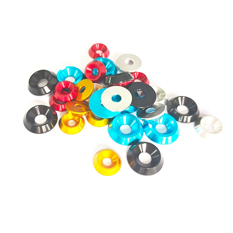 Tapered Aluminium Alloy Gasket 5/8pcs M6 M8 Countersunk Screws Cup Head Screws Gasket Sealing Ring Colorful Aluminium
