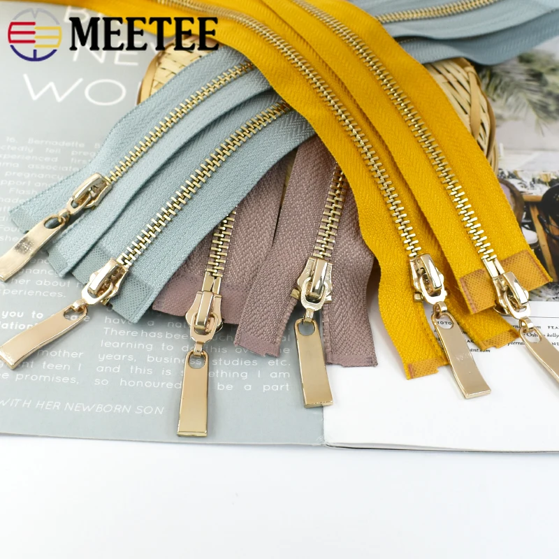 Meetee 1Pc 80/100/120cm Metal Zipper Double-slider Auto Lock Zippers for  Jackets Coat Repair DIY Bag Clothing Sewing Accessories