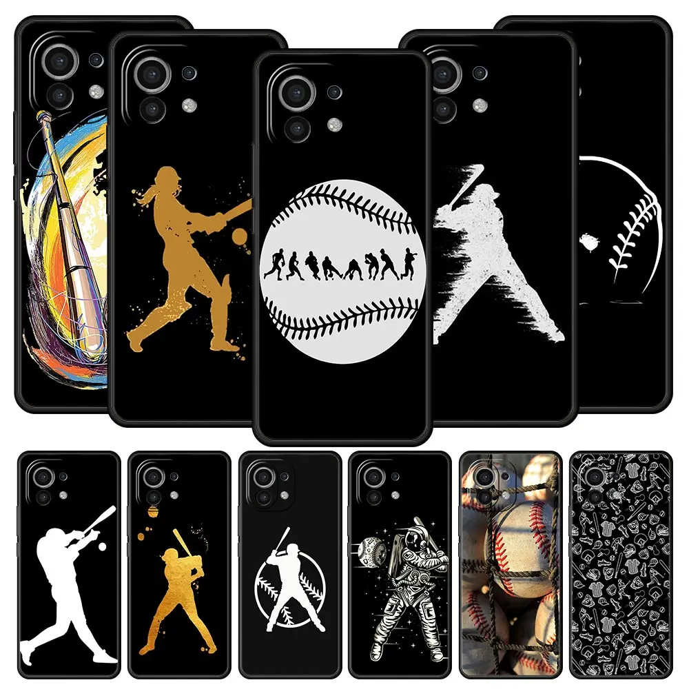 Baseball-Themed Black Silicone Phone Case Cover