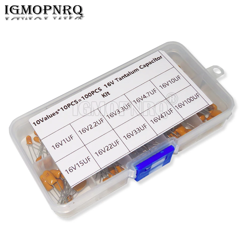 100PCS 10Value*10Pcs 16V Tantalum Capacitor Assorted Kit Box Assorstment tantalum capacitor