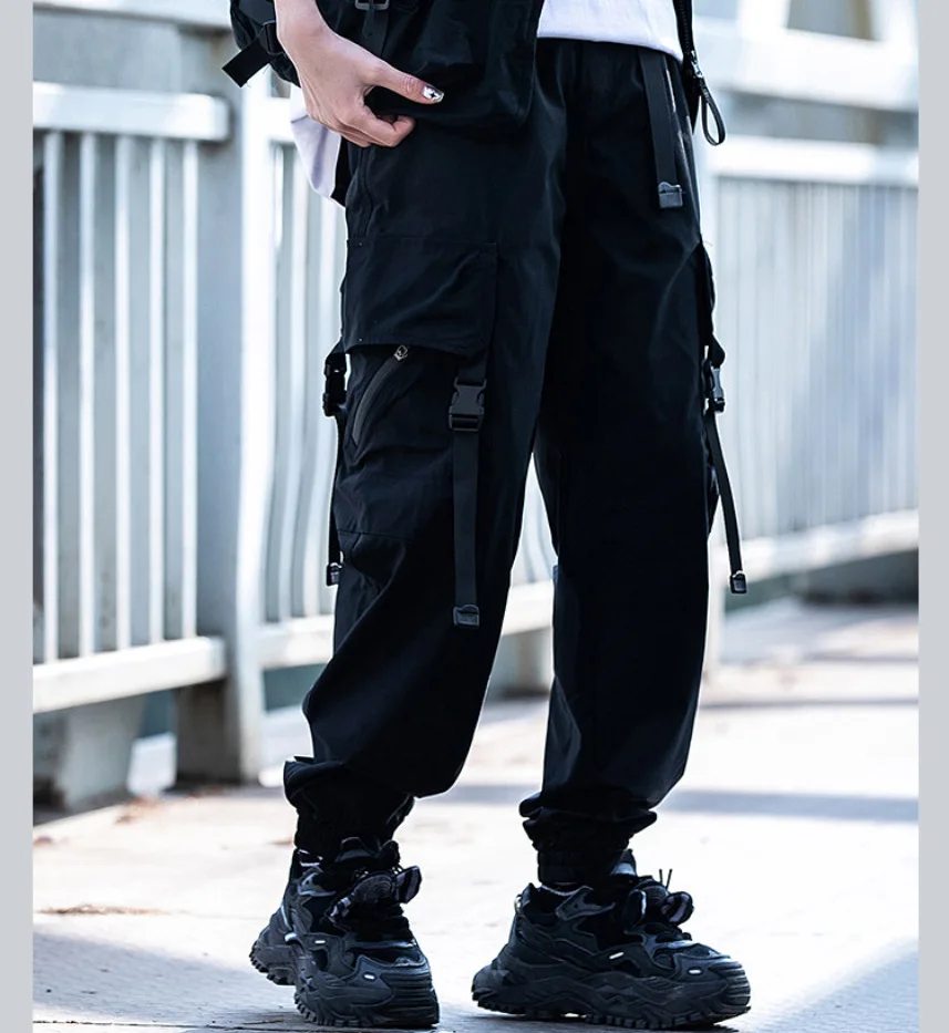 

Spring Autumn Men's Tactical Techwear Cargo Pants Multi Pockets Casual Streetwear Harajuku Punk Trousers
