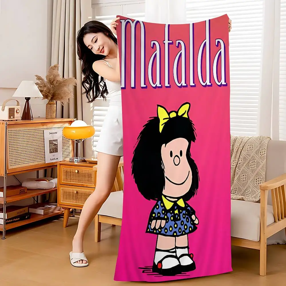 Cartoon Mafalda Microfiber Printed Beach Towel Mountain Climbing Yoga Beach Swimming Running Absorbent Soft Towel