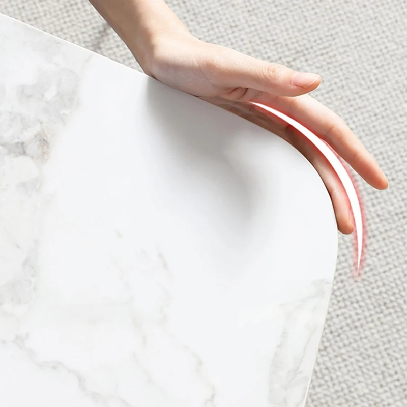 Rectangular 1.8m Snow Mountain White Highend Dining Table And Chair