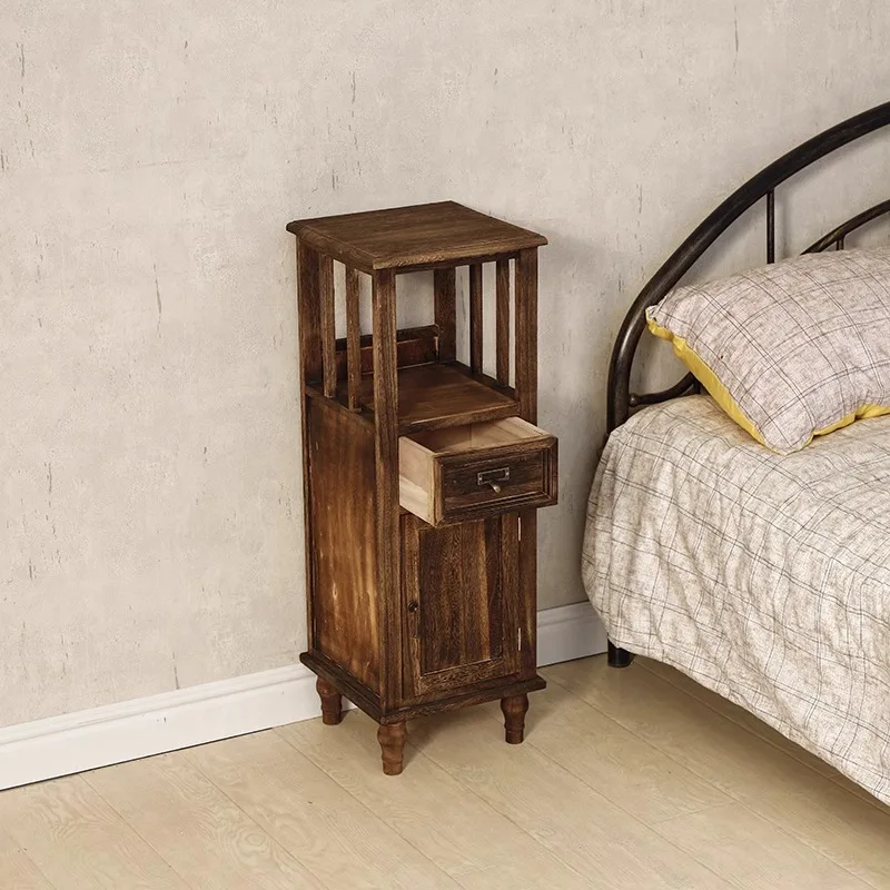 Simple locker small finishing bedroom solid wood bedside table small ins wind bucket cabinet American st