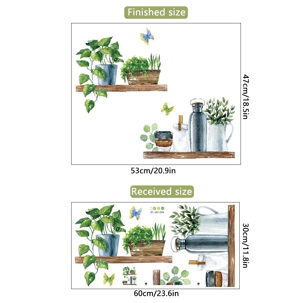 Potted Plant Art Decorations Wall Stickers for Dining Room Decor Removable Self-adhesive Door Window Tile Decal PVC Pieced Mural