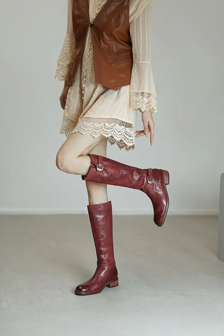 Genuine Leather Riding Knight Boots Detail 1