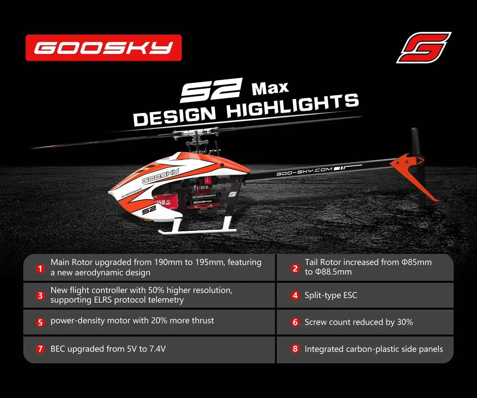 Disponibile Pale principali dei pezzi di ricambio dell'elicottero GOOSKY S2 Max - immagine 2