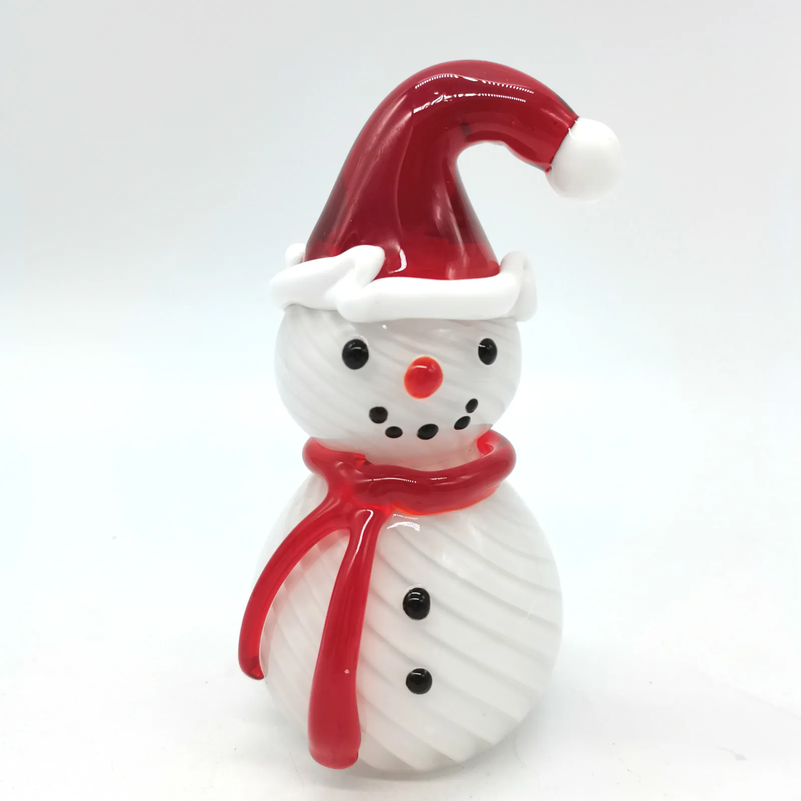 

Hand Made Glass Snowman with Red Hat Art Glass Ornaments for Christmas Gifts