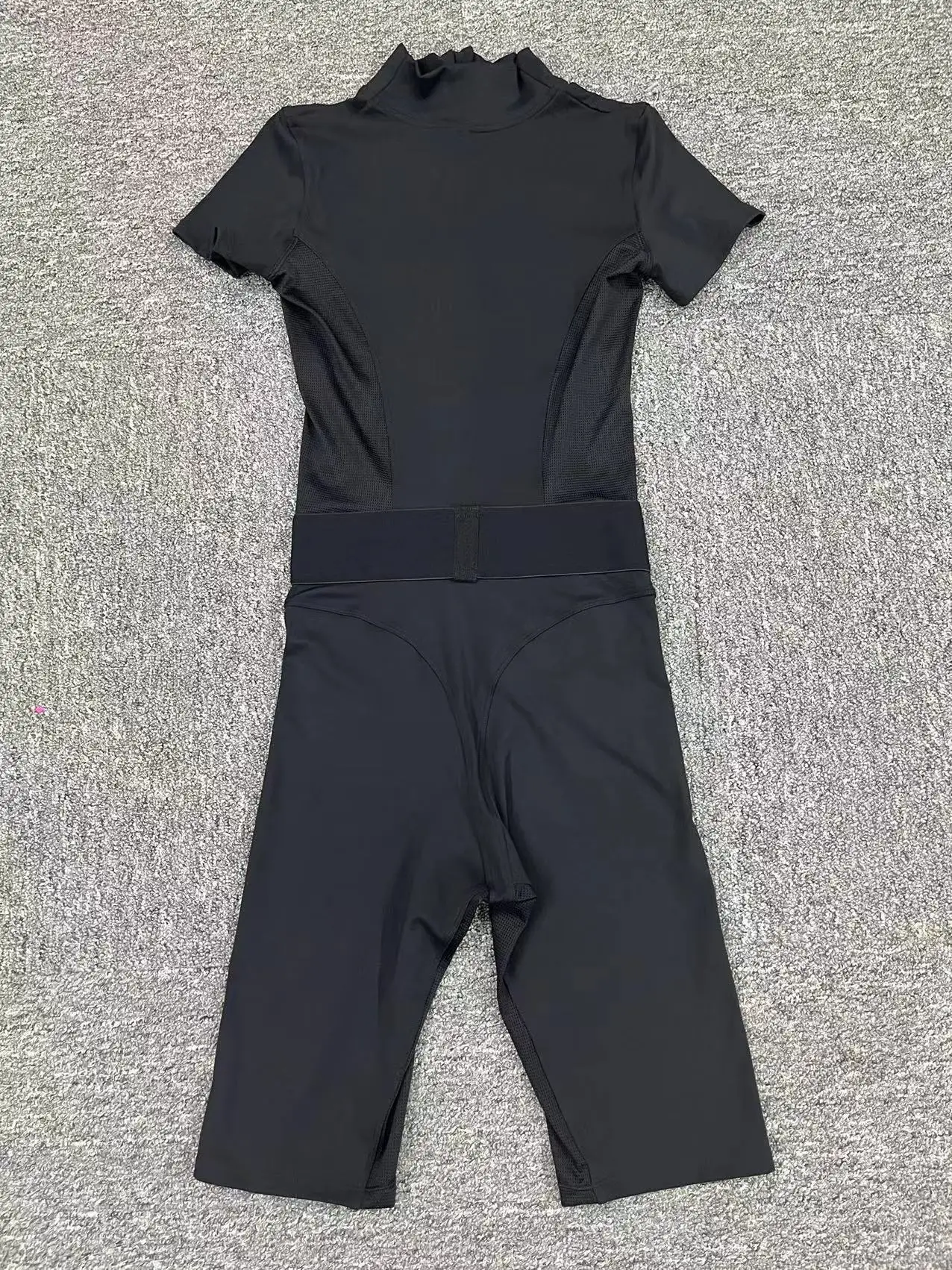 Damen einteiliger Anzug Reiß verschluss Kurzarm Fitness studio Push-up Trainings kleidung Fitness kurze Bodysuit Sportswear Overalls – Detail 9