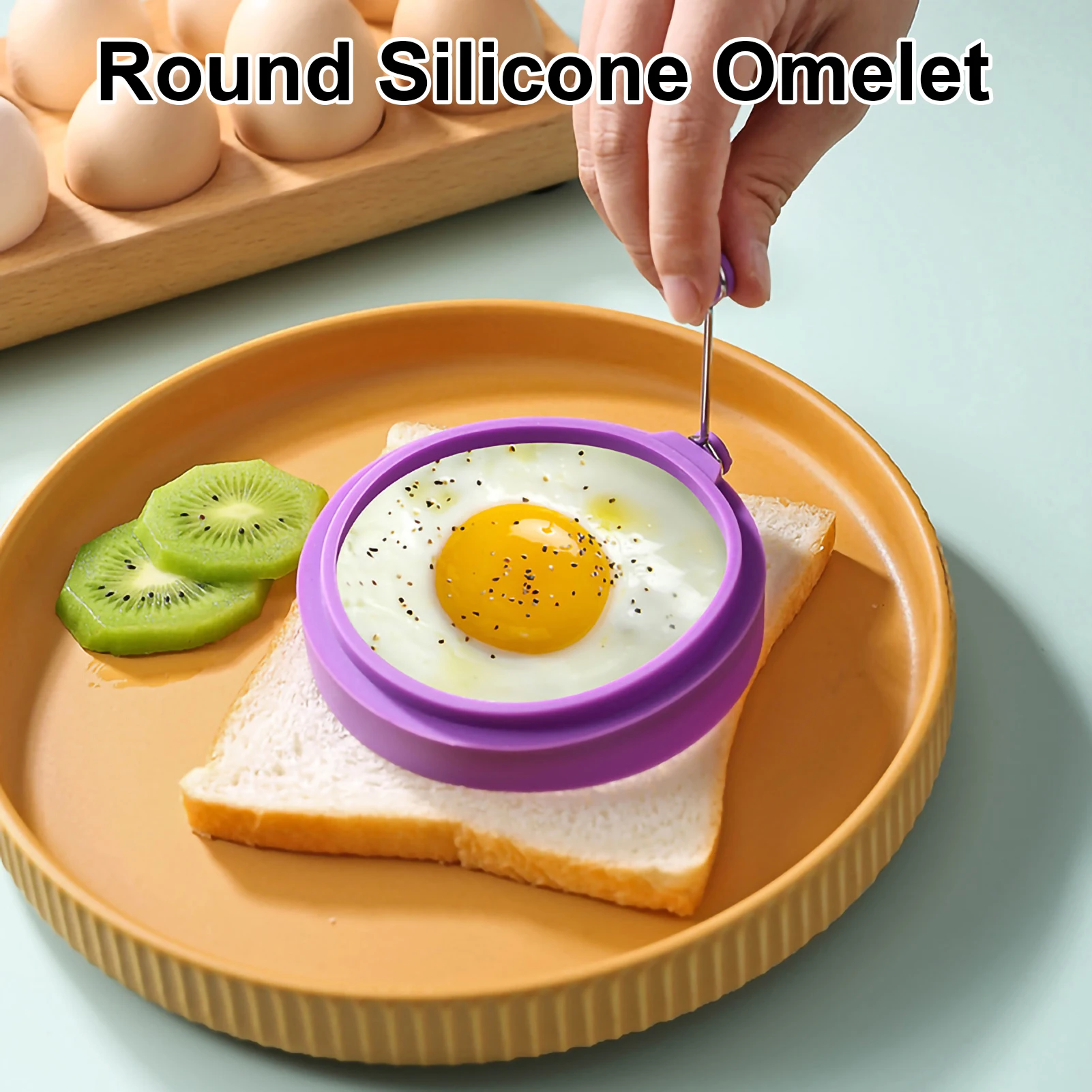 

1 pc Silicone Fried Egg Pancake Ring Omelette Fried Egg Round Shaper Eggs Mould for Cooking Breakfast Frying Pan Oven Kitchen