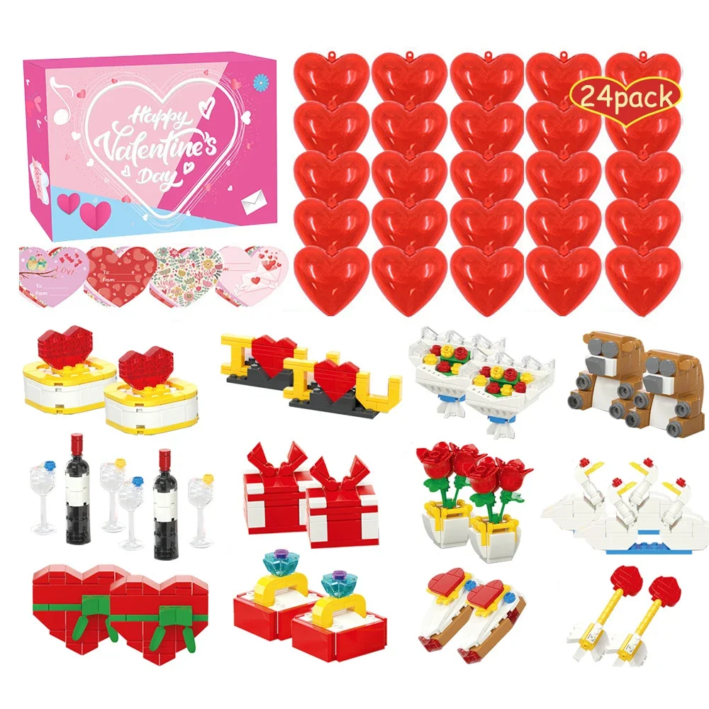 

Valentine's Day Gift DIY Rose Flower Building Blocks Stamps Card Party Favors Lovers Gift Souvenir Party Wedding Decoration