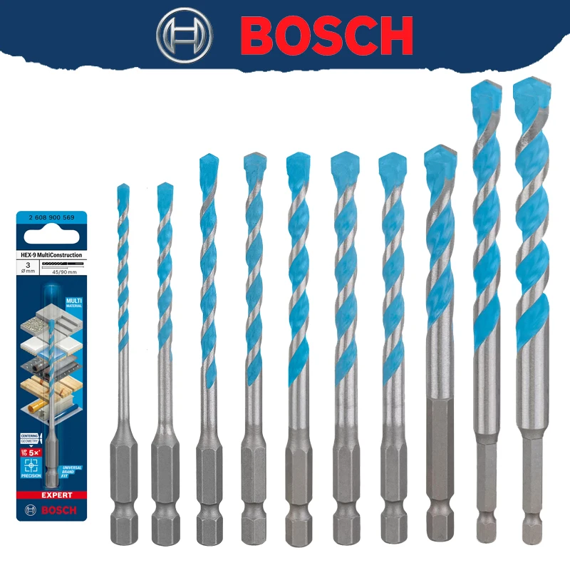 מקדחת בנייה מרובה BOSCH EXPERT HEX-9 עבור אריחי בטון רכים מקדחת סיבוב קשיחה גבוהה 2608900569 2608900574