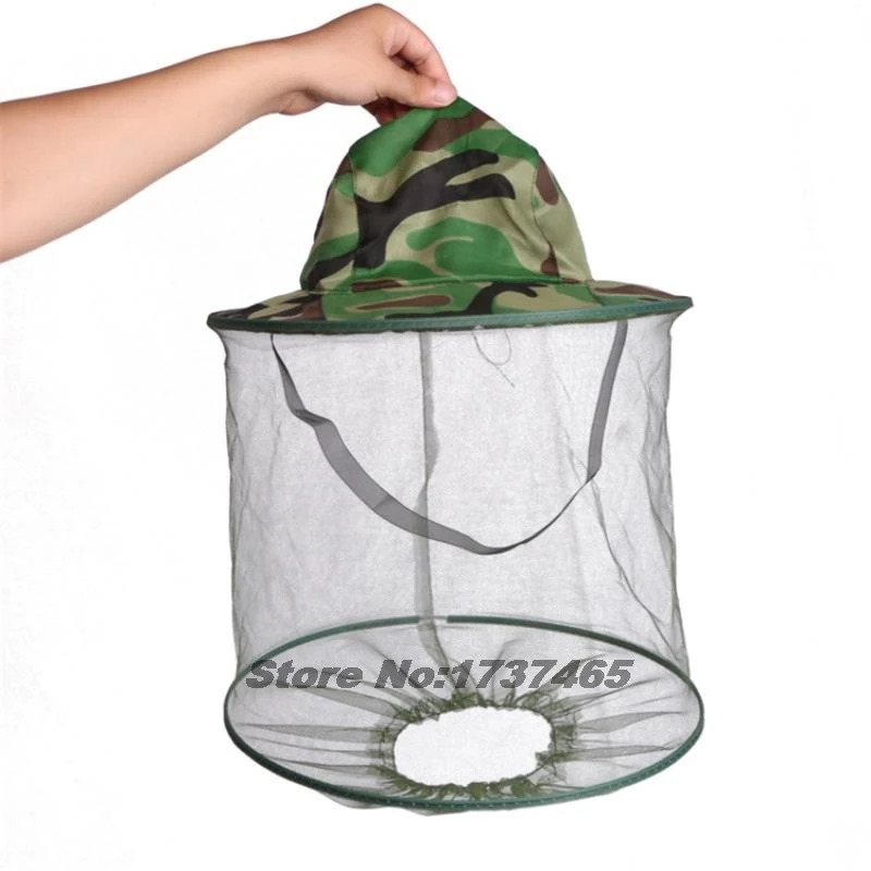 Professional Camouflage Bug Mesh Mask Head Protective Cap Keeping Insects Bee Flying Face Contact cap bee Fishing Equipment