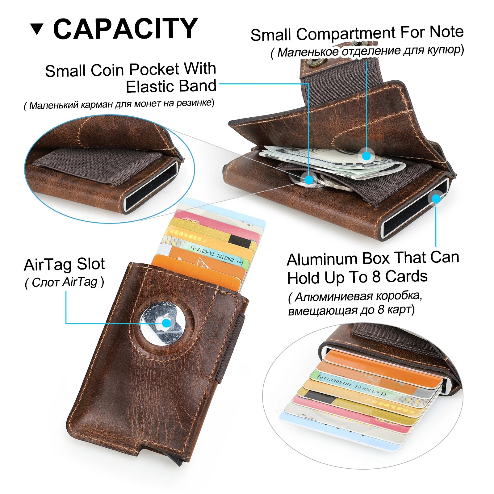 CONTACT'S Genuine Leather Card Wallets For Men Credit Card Holders