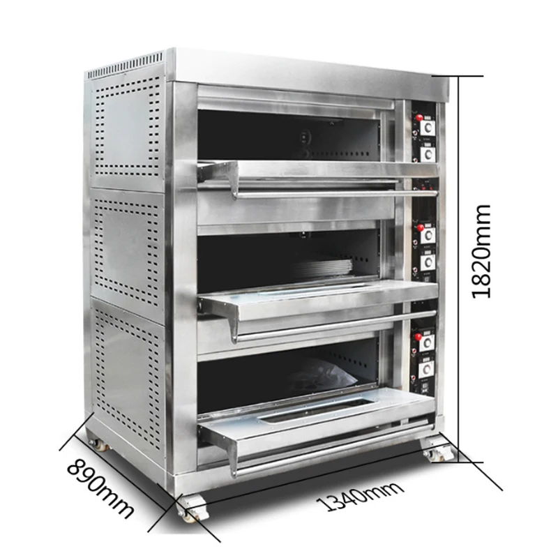 Oven Gas Commercial Large Capacity Three Layer Six Plate Pizza Cake Bread Scones Baking Household Bakery Equipment Furnace 5