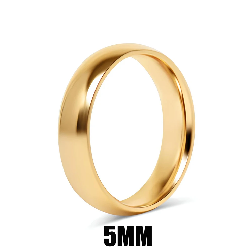 Elegant 8MM Stainless Steel Gold-Plated Band Ring - Trendy Waterproof Jewelry Gift