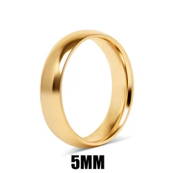 Elegant 8MM Stainless Steel Gold - Plated Band Ring - Trendy Waterproof Jewelry Gift - 16 (5MM)